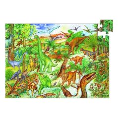   A föld dinoszauruszai, 100 db-os megfigyelő puzzle - Dinosaurs + booklet - 100 pcs - Djeco