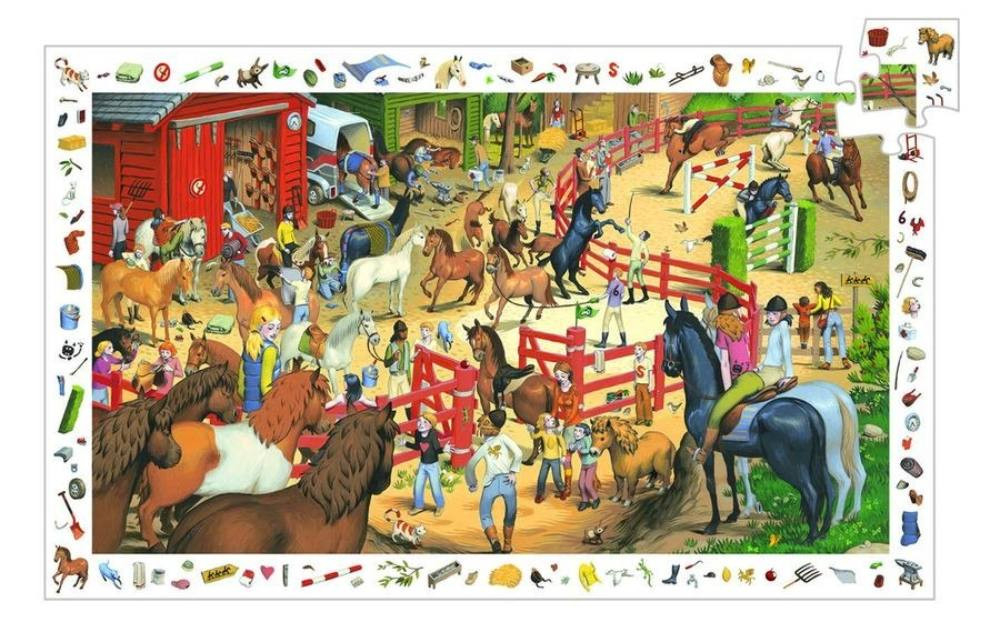 Elképesztő lovas bemutató, 200 db-os megfigyelő puzzle - Horse riding - 200 pcs - Djeco